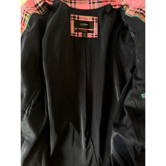 RARE J. Crew Parke Blazer Jacket Pink Tartan Stewart Plaid Check Holiday Size 0 - Picture 5 of 10